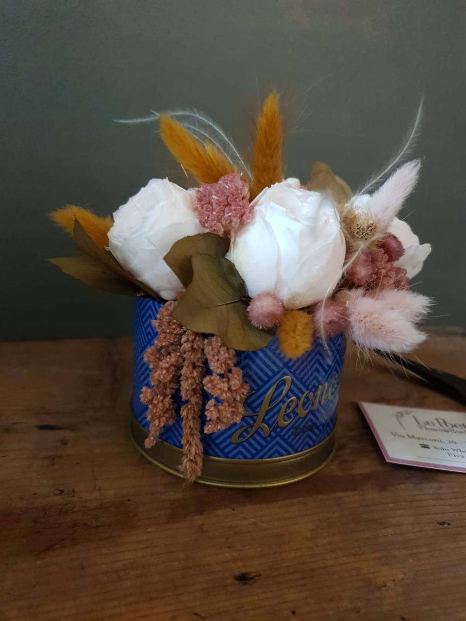 Latta Leone fiori secchi Tondino